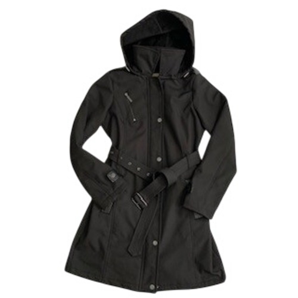 Michael Michael Kors Black Softshell Belted Trench Coat Hooded  Women's Small